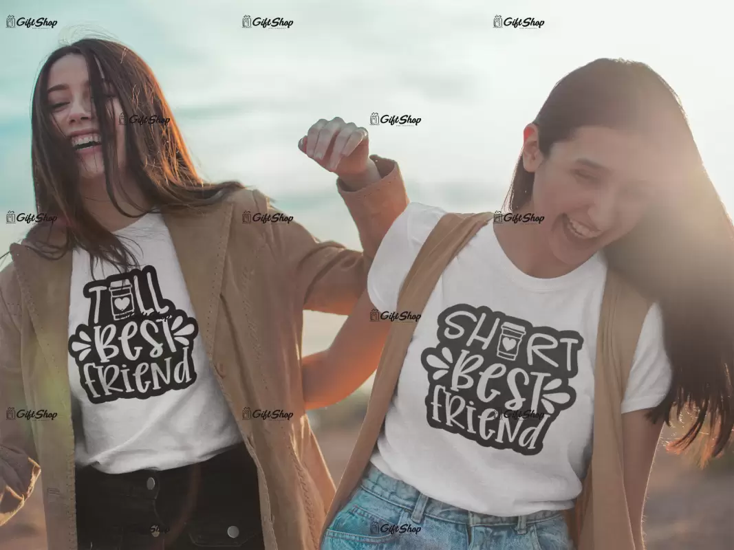 Short & tall best friends, set 2 tricouri cu mesaje.